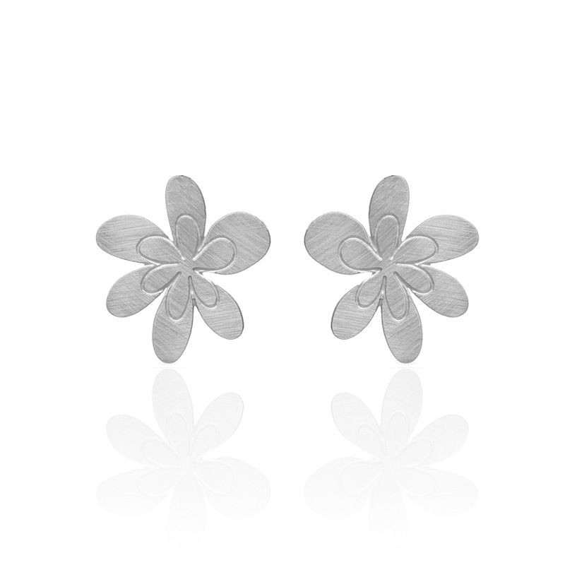 Boucles d'oreilles clous fleurs argentées RAS