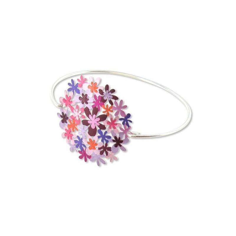 bracelet grosse fleur violette rose